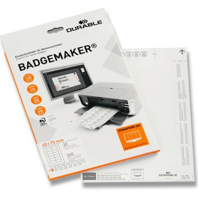 Durable Badgemaker - náhradní štítky - 40 x 75 mm, 240 ks 145302 – Sleviste.cz