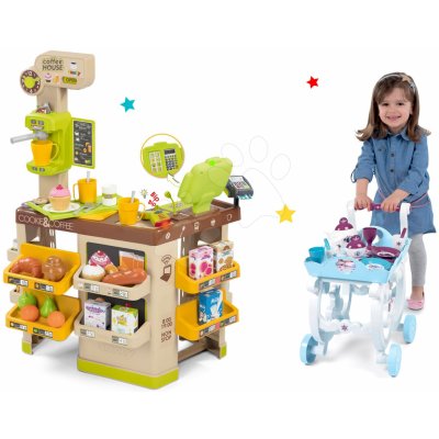 Smoby set kavárna s Espresso kávovarem a nákupní vozík s peněženkou 350214-16 – Zboží Mobilmania