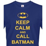 Bezvatriko pánské tričko Keep calm and call Batman Modrá Canvas pánské tričko krátkým rukávem 108214 – Zboží Mobilmania