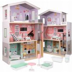 KIK KX5219 Dřevěný domeček pro panenky + nábytek pastel 114cm – Zboží Dáma