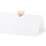 Jmenovky na stůl bílé s růžovo-zlatým srdíčkem 10x5 cm, 10 ks – Zboží Dáma