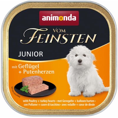 Animonda Vom Feinsten Junior Dog drůbeží a krůtí srdce 22 x 150 g