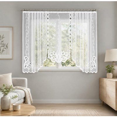 Dekorační oblouková krátká záclona na žabky EWELINA 160 bílá 300x160 cm MyBestHome – Hledejceny.cz
