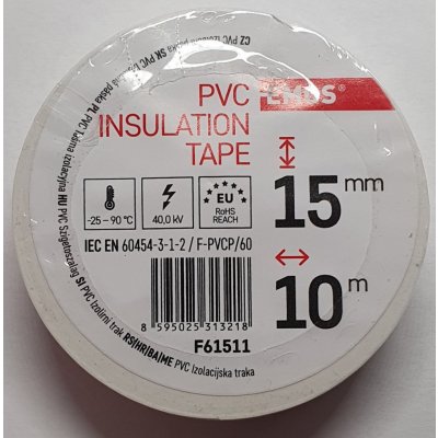 Emos F61511 páska izolační PVC 15 mm x 10 m bílá – Hledejceny.cz