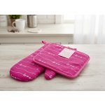 Kuchyňský SET rukavice/chňapka SWEET LOVE růžová 18x30 cm/20X20 cm ESSEX, 100% bavlna – Zboží Dáma