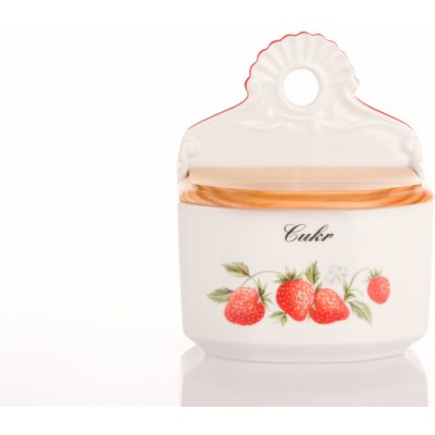 Český porcelán, a.s., Dubí Dóza závěsná s nápisem Cukr, 700 ml, jahody, Český porcelán