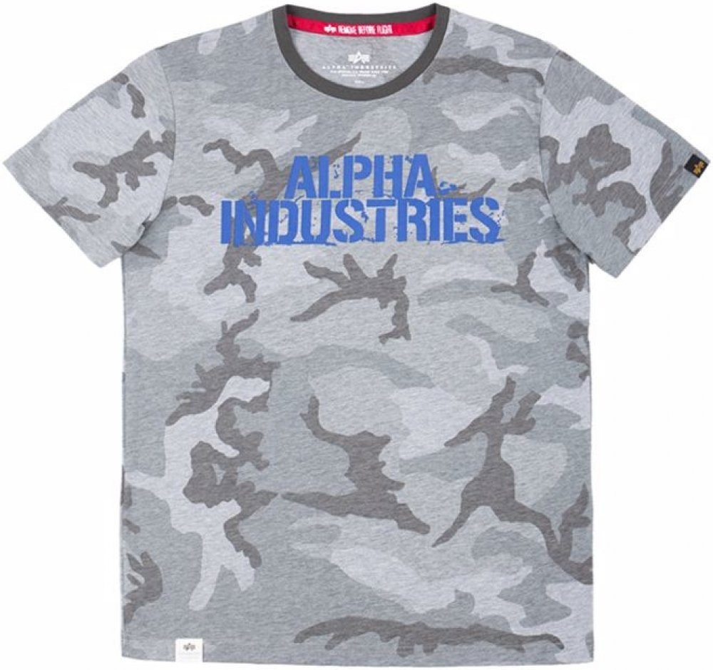 Alpha Industries Tričko Blurred T grey camo | Srovnanicen.cz