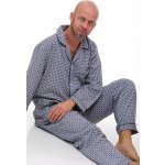 1P0994 pánské pyžamo dlouhé propínací teplé šedé – Zboží Mobilmania