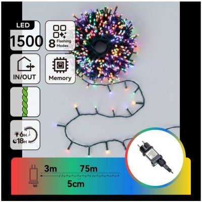 Aigostar B.V. LED Venkovní vánoční řetěz 1500xLED/8 funkcí 78m IP44 multicolor B10303AFRT – Hledejceny.cz