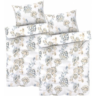 Livarno home satén povlečení ornament/modrá/bílá/béžová 140x200 70x90 – Sleviste.cz