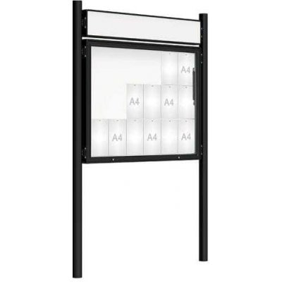 PROCITY Venkovní vitrína model 2000 18 x A4, černá, včetně sloupků a záhlaví | Zboží Auto
