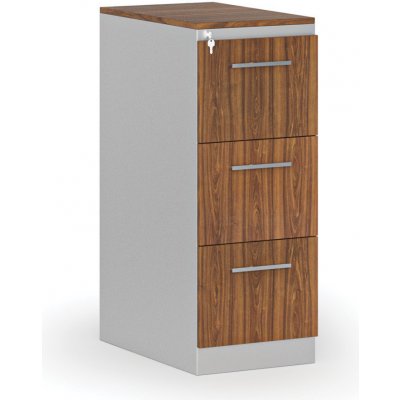 Primo Kovová zásuvková kartotéka s dřevěnými čely A4 3 zásuvky šedá/ořech – Zboží Dáma