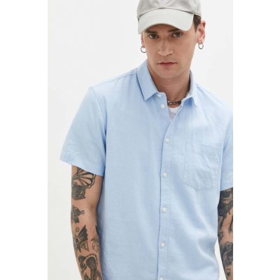 Solid plátěná košile regular s klasickým límcem 21106381.154030 modrá