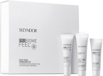 Skeyndor ProBiome Peel Post-peel Probiome komplex multibiotický obnovující 10 ml + DD krém č. 1 15 ml + multivitamínový noční krém 10 ml dárková sada