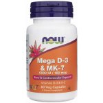 Now Foods Mega D-3 5000 iu MK-7 180 mcg 60 veg kapslí – Hledejceny.cz