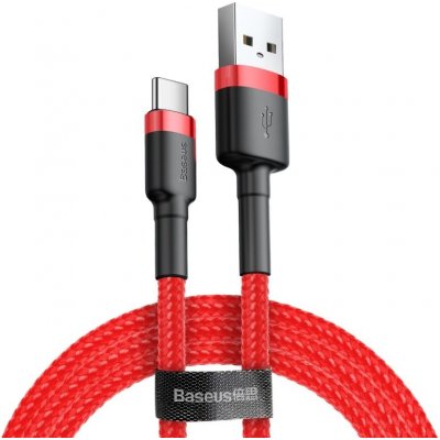 Levné Kryty Datový kábel Baseus Cafule Cable USB / USB-C QC3.0 3A 1m červený