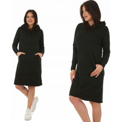 Fashionweek dámské mikinové šaty s kapucí a dlouhým rukávem MF578 černá