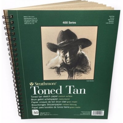 Strathmore Skicák Toned Tan v kroužkové vazbě 22,9 x 30,5 cm 118 g 50 listů – Zboží Dáma