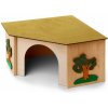 Domek pro hlodavce JK ANIMALS Dřevěný rohový domek pro králíky 27 x 27 x 15 cm