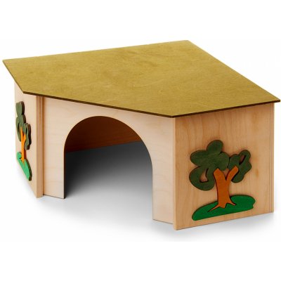 JK ANIMALS Dřevěný rohový domek pro králíky 27 x 27 x 15 cm – Zboží Mobilmania