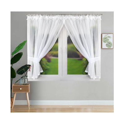 Dekorační krátká záclona s řasící páskou SANDRA bílá 400x155 cm MyBestHome – Hledejceny.cz