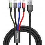 Baseus CA1T4-A01 Opletený nabíjecí a datový 4v1 (2x Lightning/USB-C/microUSB), 1,2m, černý – Zboží Mobilmania