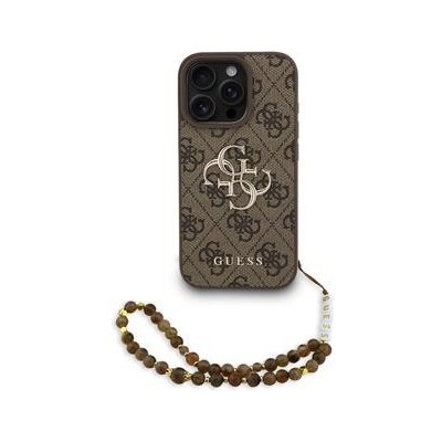 Guess PU 4G Metal Logo Strap pro Apple iPhone 16, hnědá – Zboží Mobilmania
