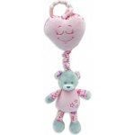 Teddies Medvěd se srdíčkem plyš závěs na postýlku/kočárek hrací strojek 34 cm růžový na kartě v sáčku – Zboží Dáma