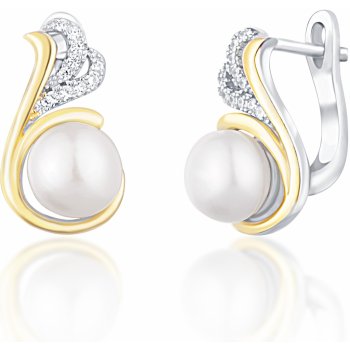 JwL Luxury Pearls stříbrné bicolor s pravými perlami a zirkony JL0720