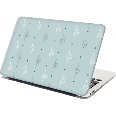 Sablio Samolepka na notebook Modré a bílé lístky - 38x26 cm – Zboží Živě