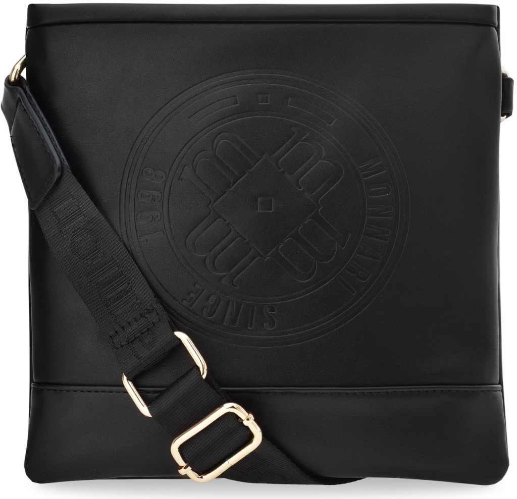 Mdámská kabelka tříkomorová listonoška taška na dokumenty s vytlačeným logem třemi a sportovním popruhem černá