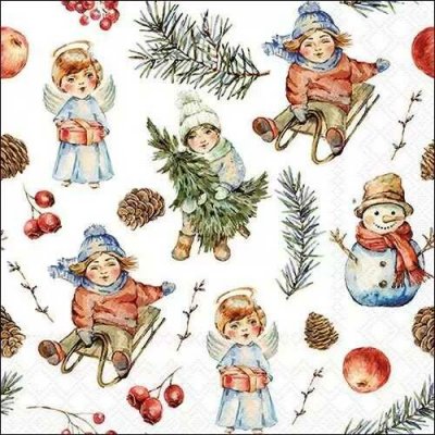 Ambiente Europe BV Ubrousek 33x33cm Zimní radovánky – Zboží Dáma