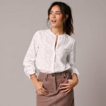 Halenka s květinovou výšivkou bílá – Zboží Dáma