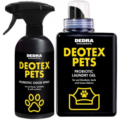 DEOTEX PETS Praktický set pro domov plný mazlíčků pohlcovač pachů & speciální tekutý prací prostředek s probiotiky 500 ml + 525 ml – Zboží Mobilmania