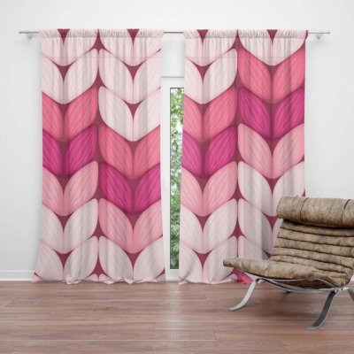 Závěsy Tříbarevné růžové pletení: 2 ks - 140x250 cm - Sablio – Hledejceny.cz
