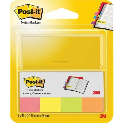 Samolepicí papírové záložky 3M Post-it, 38 x 20 mm, 4 x 50 lístků, neonový mix – Hledejceny.cz