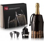 VACU VIN Champagne Set 3 díly černá – plastová zátka na šampaňské s příslušenstvím – Zbozi.Blesk.cz