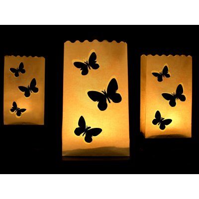 PartyDeco Lampionový sáček Motýlci - lampionový pytlíček k dekoraci