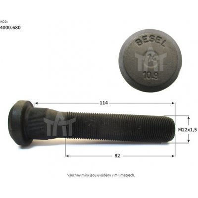 Šroub kola RVI/VOLVO M22x1,5x114x82mm | Zboží Auto