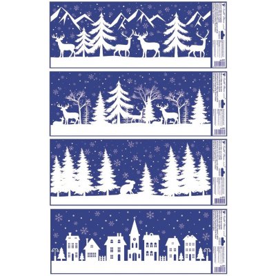 Anděl Přerov Okenní fólie zimní zvířata les a hory s glitry 60 x 22,5 cm – Hledejceny.cz