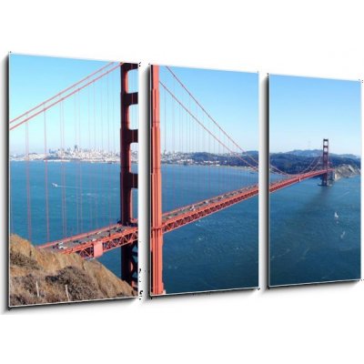 Obraz 3D třídílný - 90 x 50 cm - San Francisco - Golden Gate Bridge san francisco golden gate bridge karetní hra bridge karetní hra – Zboží Mobilmania