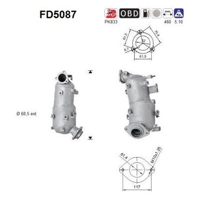 Filtr sazových částic, výfukový systém AS FD5087 – Sleviste.cz