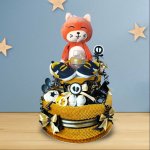 BabyDort dvoupatrový plenkový dort pro miminko oranžová KOČIČKA – Zboží Dáma