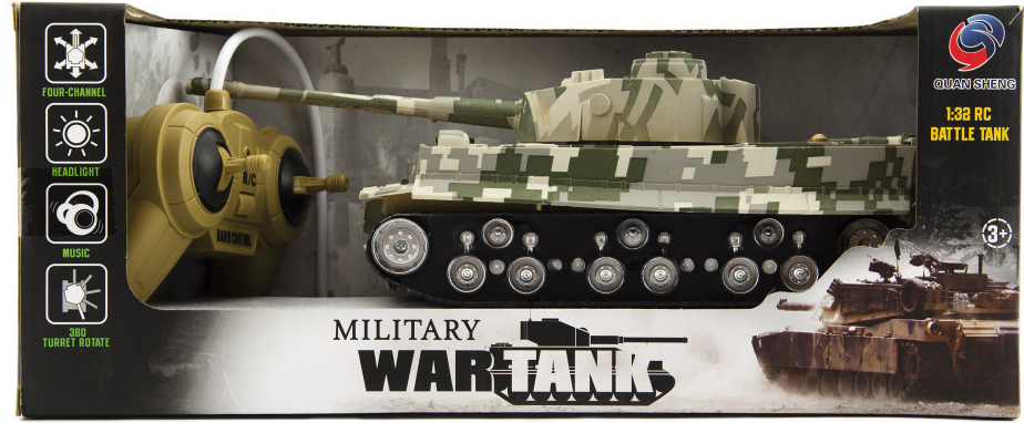 Teddies RC Tank RTR plast 25cm na baterie se zvukem se světlem zelená 1:32