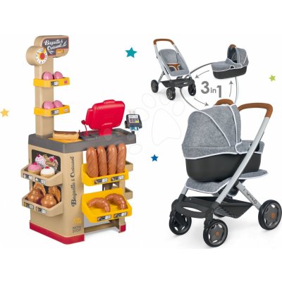 Smoby Set pekárna s koláči Baguette&Croissant Bakery s elektronickou pokladnou a kočárek hluboký a sportovní DeLuxe Pastel Maxi Cosi&Quinny – Zbozi.Blesk.cz