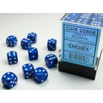 Sada 36 kostek 12mm D6 Blue / White Chessex Opaque – Hledejceny.cz