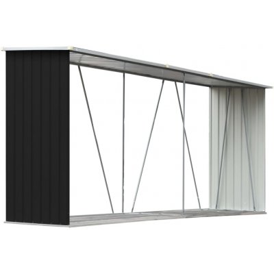 vidaXL Zahradní kůlna na dříví pozinkovaná ocel 330x84x152 cm antracit – Zbozi.Blesk.cz