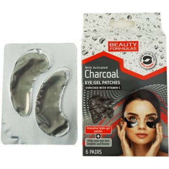 Beauty Formulas gelové oční pásky s aktivním uhlím 6 párů