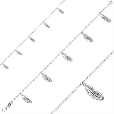 Šperky eshop stříbrný pět přívěsků v podobě pírek kulatá očka Q19.18 – Zboží Mobilmania