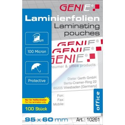 Genie Laminovací fólie 95x60 mm 100 mic. 100 ks – Zbozi.Blesk.cz